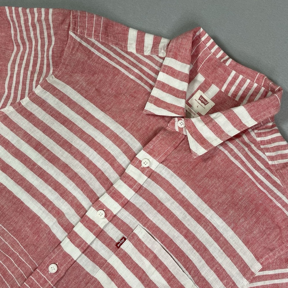 LEVI'S STRAUSS & CO. button down shirt white with red size L